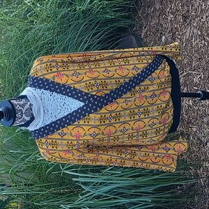 Skylar + Jade Yellow Floral Wrap S Blouse - Boho Mixed Print Long Sleeve Top